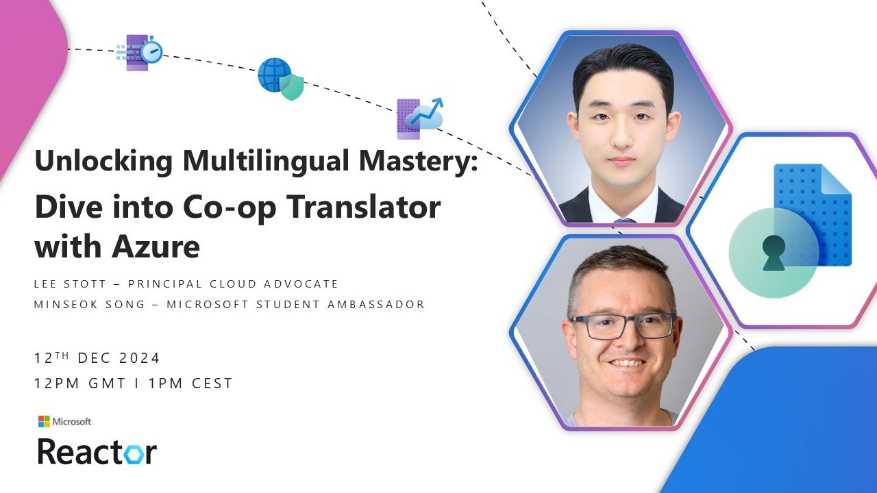 YouTube thumbnail for the Microsoft Reactor Co-op Translator session