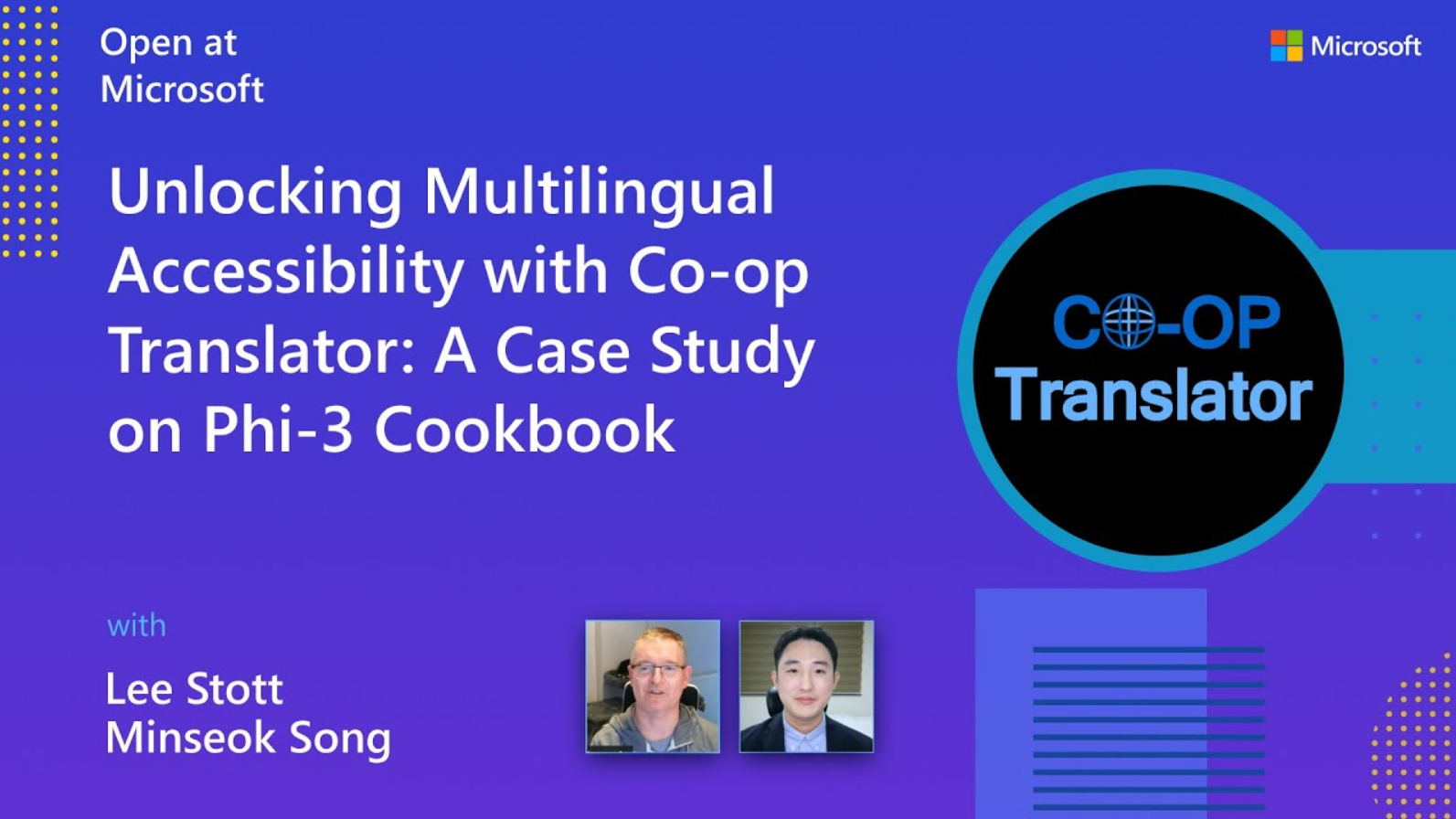 Open at Microsoft title card for the Co-op Translator case study